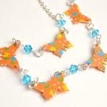 Necklace with orange paper ..