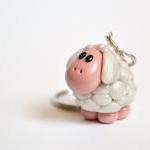 White pearl sheep keychain ..
