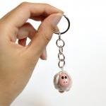 White pearl sheep keychain ..