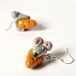 Mice and cheese earrings 