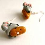 Mice and cheese earrings 