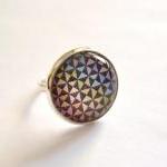 Optical glass ring - rainbo..