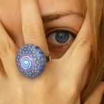 Blue Ring Whirl and Flowers