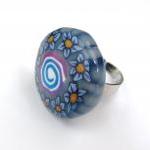 Blue Ring Whirl and Flowers