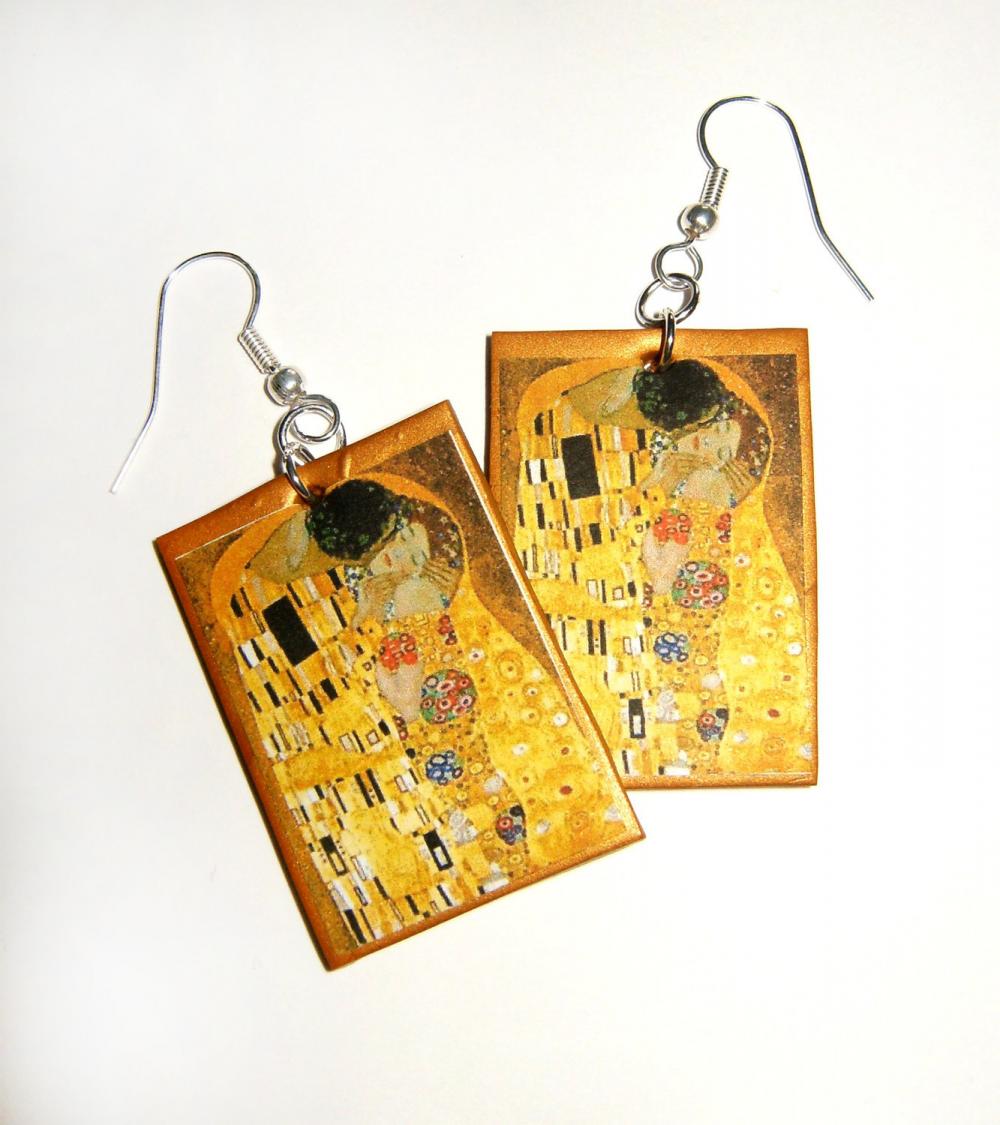 Klimt's The Kiss Earrings for art lovers 