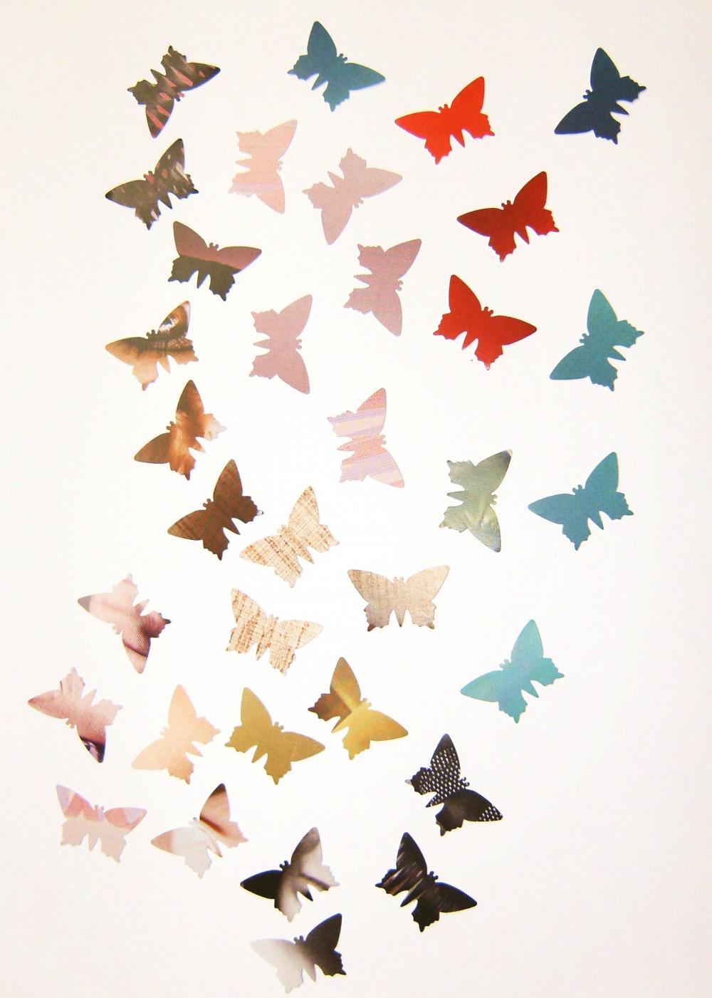 300 colorful butterflies, cardboard punches