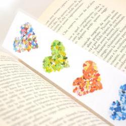 Laminated bookmark - rainbow colorful hearts