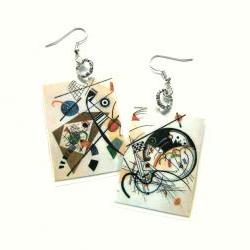Kandinskij Abstract Laminated Earrings for art lovers  