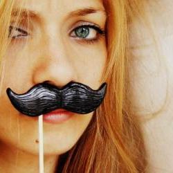 Single Black Mustache on a Stick - ironic gift idea  