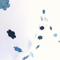 Blue garland with paper flowers
